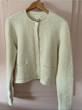 Caslon Cream Textured Button Cardigan